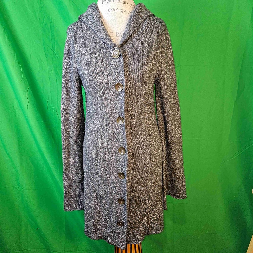 Prana Womens Gray Long Hooded Cardigan Duster Sweater‎ Medium